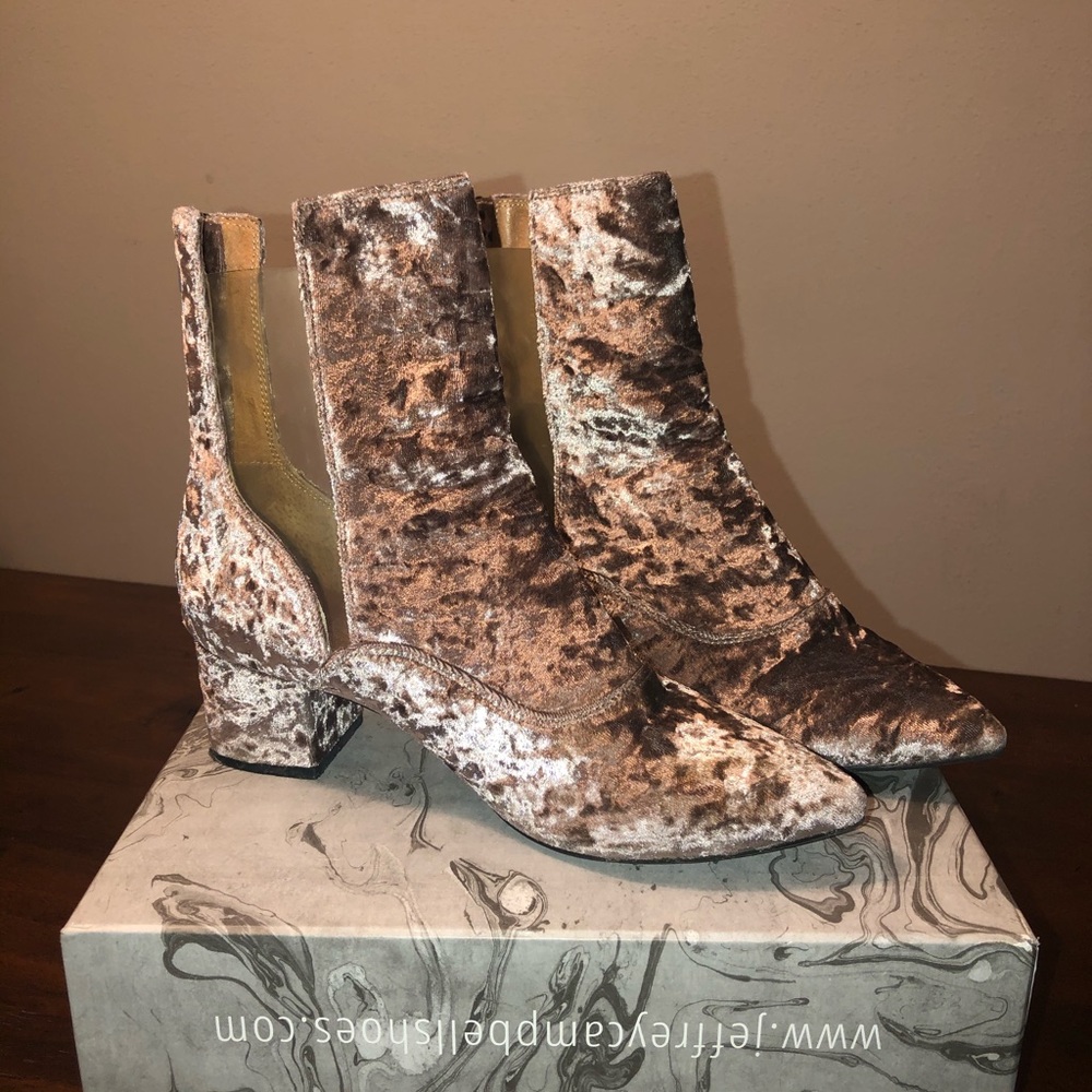 Crushed Velvet Block Heel Booties
